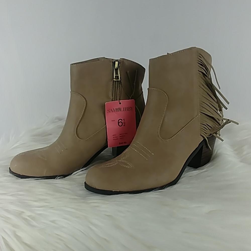 Sam & Libby Watson Cowgirl Ankle Booties w Fringe
